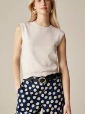 J Crew Featherweight Cashmere Blend Cropped Sweater Shell Large Snow Sleeveless
